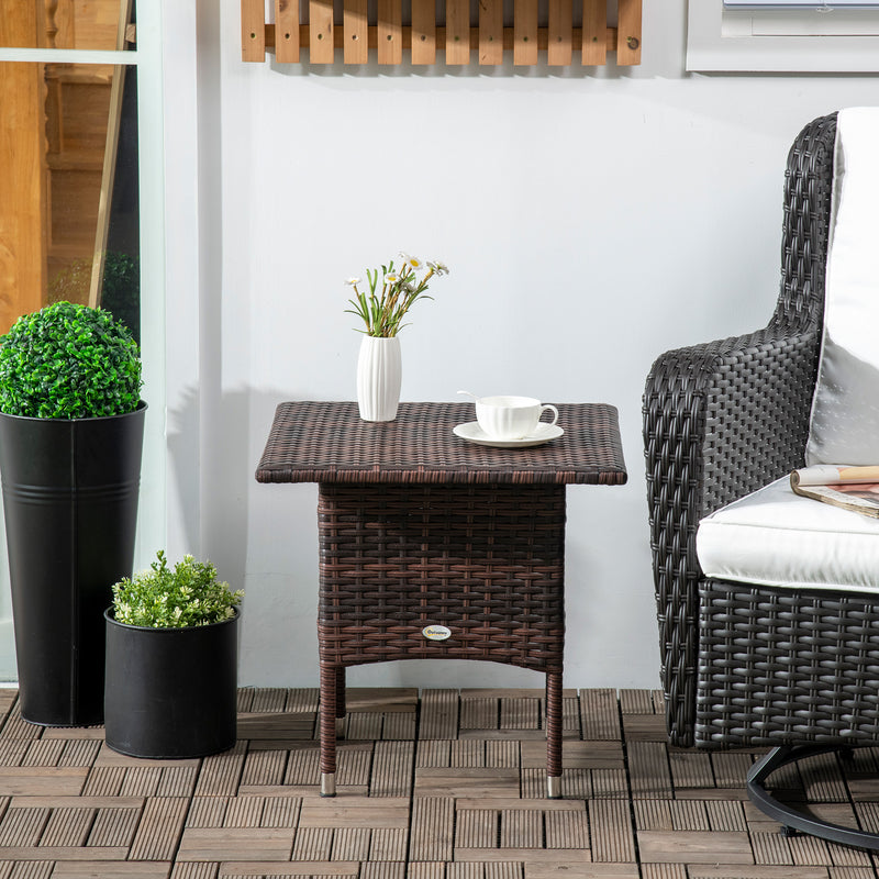 Outsunny PE Rattan Outdoor Coffee Table, Easy Match Rattan Side Table