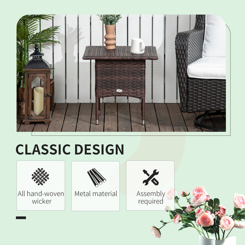 Outsunny PE Rattan Outdoor Coffee Table, Easy Match Rattan Side Table