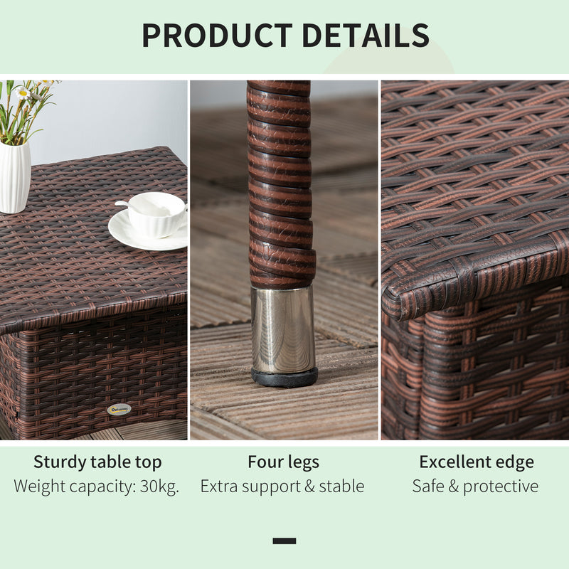 Outsunny PE Rattan Outdoor Coffee Table, Easy Match Rattan Side Table