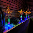 Set of 8 Battery Operated LED Multi Coloured Star Path Lights Christmas Decoration with Timer