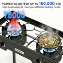 Outsunny 150,000 BTU Double Burner Camping Stove with Detachable Legs Black