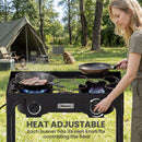 Outsunny 150,000 BTU Double Burner Camping Stove with Detachable Legs Black