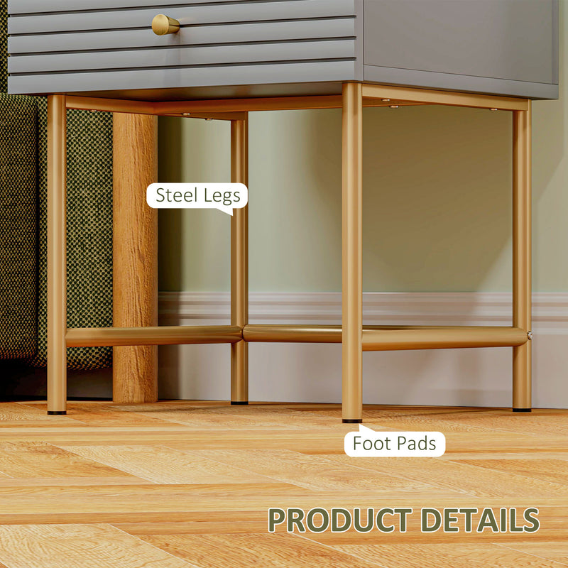 HOMCOM Bedside Tables Set of 2 with 2 Drawers for Bedroom