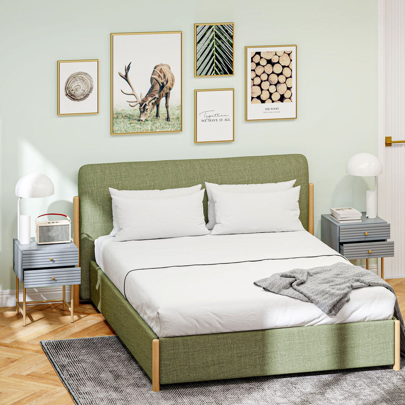 HOMCOM Bedside Tables Set of 2 with 2 Drawers for Bedroom