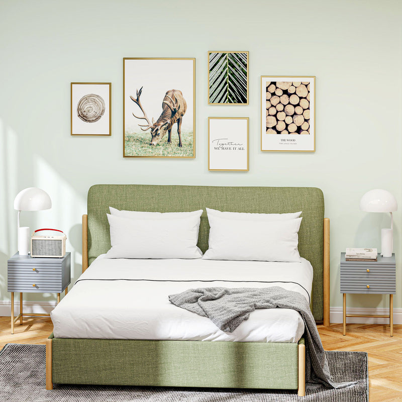 HOMCOM Bedside Tables Set of 2 with 2 Drawers for Bedroom