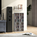 HOMCOM Set Of 2 CD Storage Units With Adjustable Shelves, High Gloss White, Grey And Black