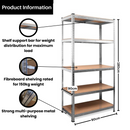 Set of 2 Garage Shelving 90cm Wide & 180cm High Heavy Duty 5 Tier Multipurpose Metal Racking Unit  / Warehouse Shelving Storage