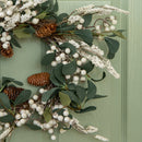40cm Hanging Christmas Winter Berry Wreath with Seasonal Foliage