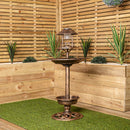 1.1m Bronze Effect Resin Garden Bird Bath & Table With Solar Light