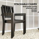 Outsunny Garden Dining Set W/ 4 Stackable Cushioned Chairs And Metal Top Table