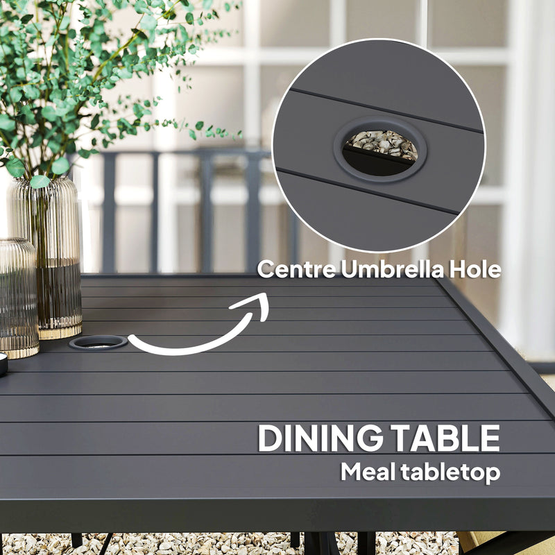Outsunny Garden Dining Set W/ 4 Stackable Cushioned Chairs And Metal Top Table
