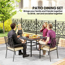 Outsunny Garden Dining Set W/ 4 Stackable Cushioned Chairs And Metal Top Table