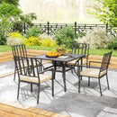 Outsunny Garden Dining Set W/ 4 Stackable Cushioned Chairs And Metal Top Table