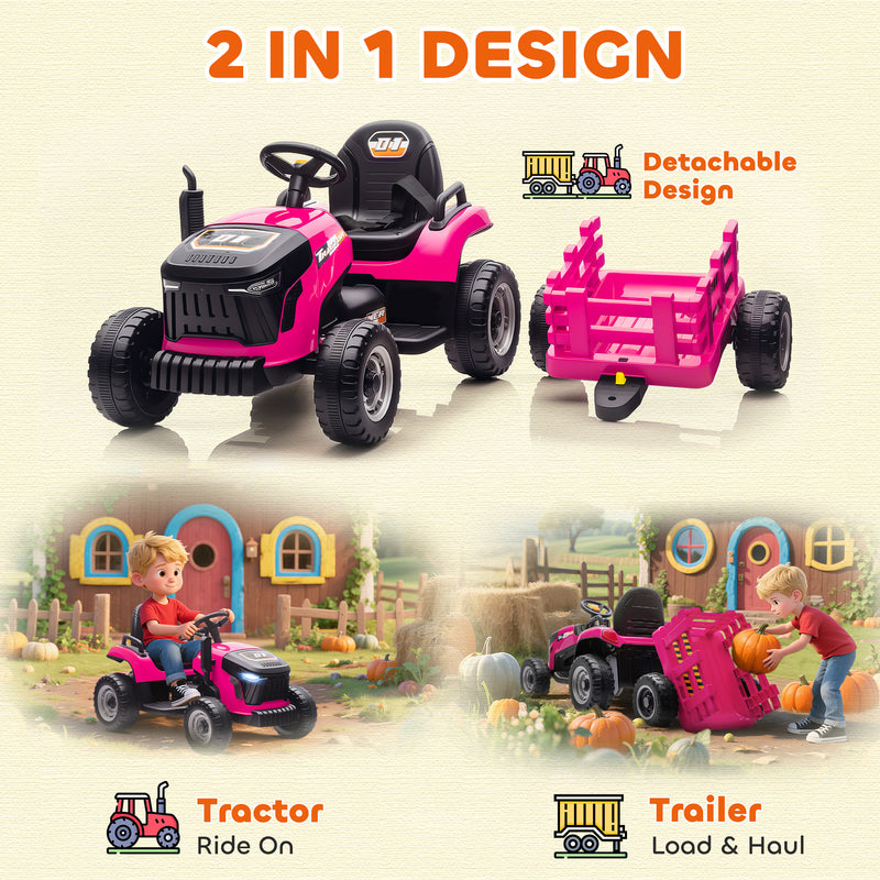 AIYAPLAY Ride on Tractor and Trailer, 12V Electric Ride on Tractor,