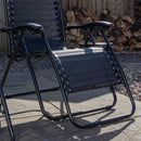 Set of 2 Black Multi Position Textoline Zero Gravity Garden Relaxer Chair Lounger