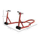 Homcom Rear Motorcycle Paddock Stand with U&L Shaped Adapters, Red