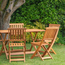 Outdoor 4 Person Folding Rectangular Wooden Garden Dining Table Chairs Cream Parasol and Base Set