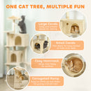 PawHut Cat Tree Tower With Sisal Scratching Posts, Condos, Beige