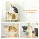 PawHut Cat Tree Tower With Sisal Scratching Posts, Condos, Beige