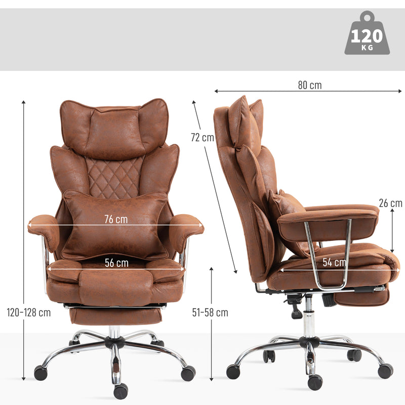 HOMCOM Office Chair, High Back Leathaire Desk Chair For Home - Black/Brown/Grey