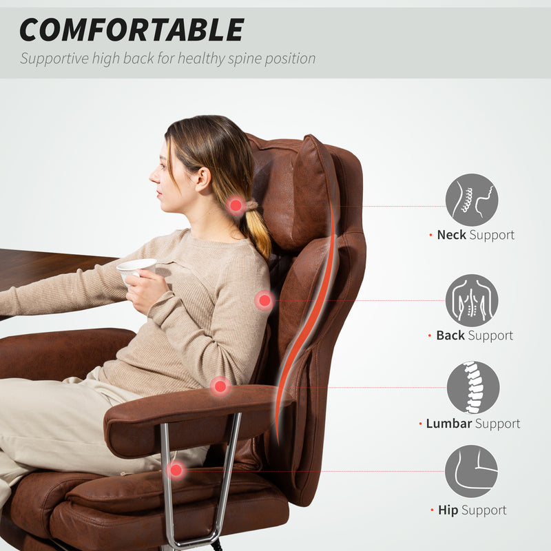 HOMCOM Office Chair, High Back Leathaire Desk Chair For Home - Black/Brown/Grey