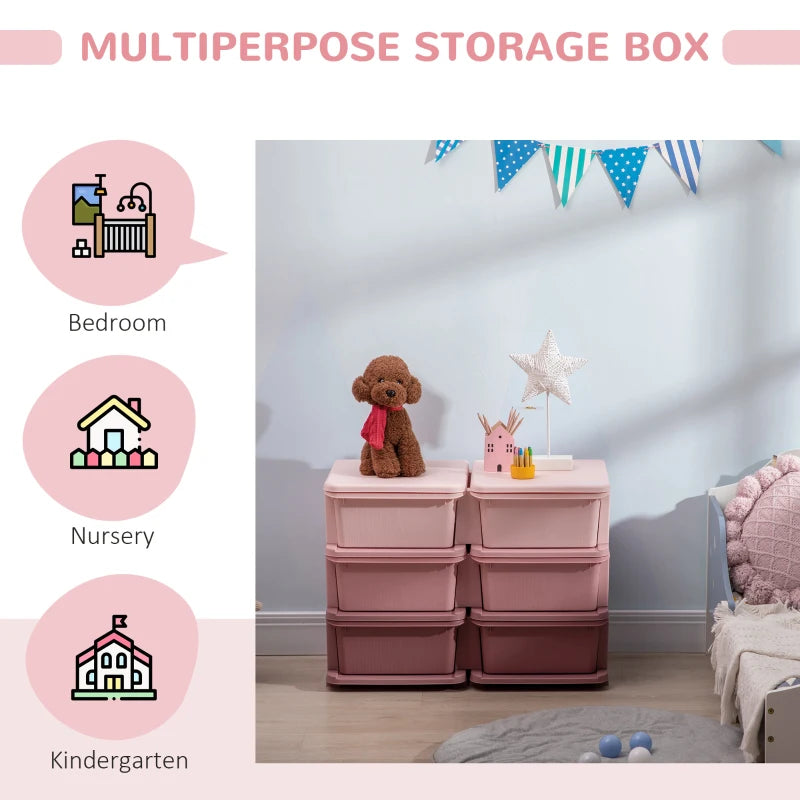 Homcom Storage Box HOMCOM Kids Storage Unit, with Six Drawers - Pink