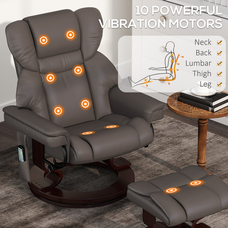 HOMCOM Massage Recliner Chair with Footstool and Adjustable Backrest