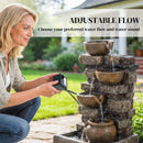 Outsunny Outdoor Fountain with LED Lights, Cascading Waterfall Feature