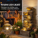 Outsunny Outdoor Fountain with LED Lights, Cascading Waterfall Feature