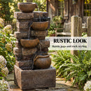 Outsunny Outdoor Fountain with LED Lights, Cascading Waterfall Feature