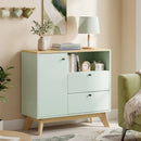 HOMCOM Sideboard, 80 cm Buffet Cabinet with 2 Drawers, Light Green and Oak