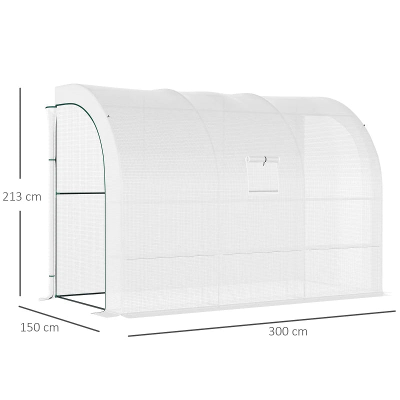 Outsunny Lean To Greenhouse 300 x 150 x 213 cm - White