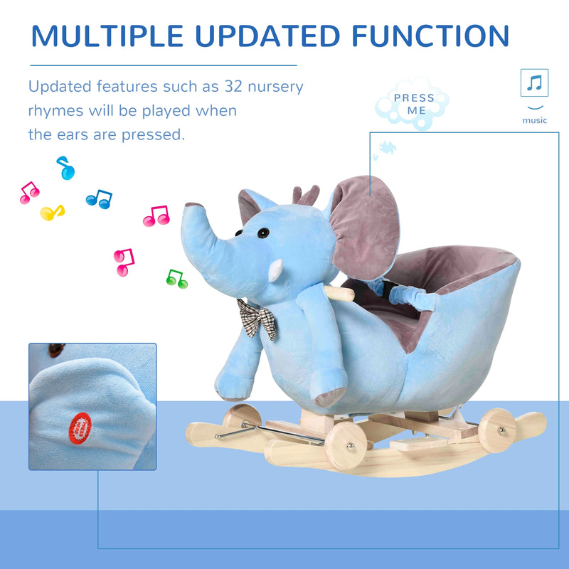 HOMCOM Children's Rocking Elephant - Blue