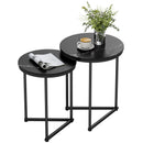 HOMCOM Nesting Coffee Table Set of 2 with Metal Frame, Black Marble Effect