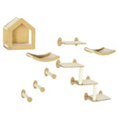 PawHut Cat Wall Furniture Condo Perches Scratch Posts Steps 8 Piece Beige