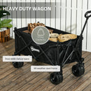 Outsunny Foldable Garden Cart, Outdoor Utility Wagon with Carry Bag, Black