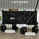 Outsunny Foldable Garden Cart, Outdoor Utility Wagon with Carry Bag, Black