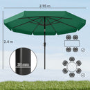 Outsunny 3 m Garden Parasol with Tilt & Crank, UPF30+ Outdoor Table Umbrella