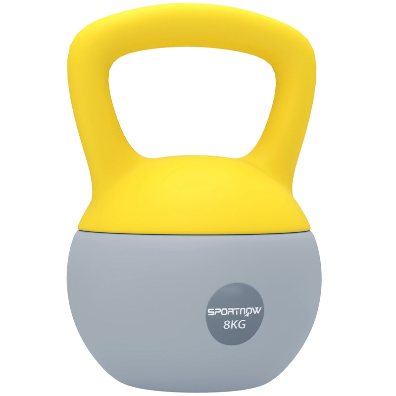 SPORTNOW Kettlebell w/ Soft Body and Non-Slip Handle, Yellow and Grey