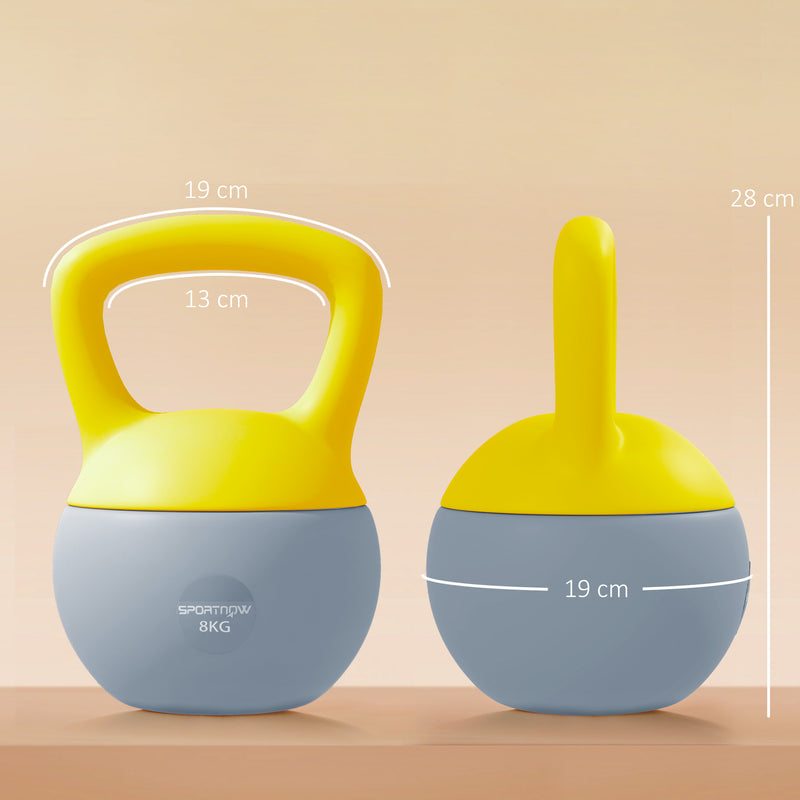 SPORTNOW Kettlebell w/ Soft Body and Non-Slip Handle, Yellow and Grey