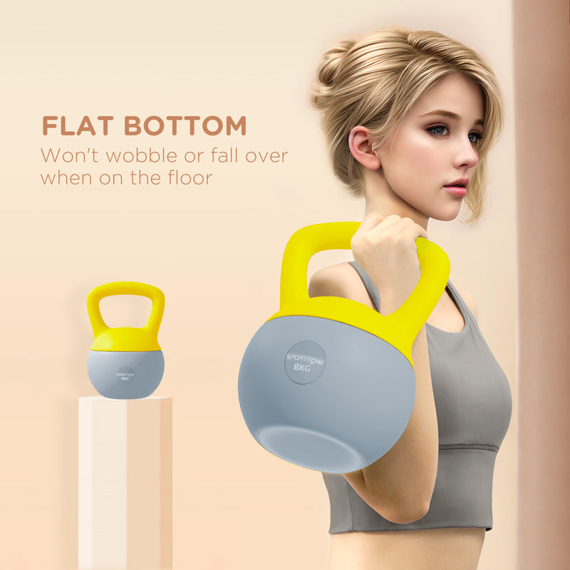 SPORTNOW Kettlebell w/ Soft Body and Non-Slip Handle, Yellow and Grey