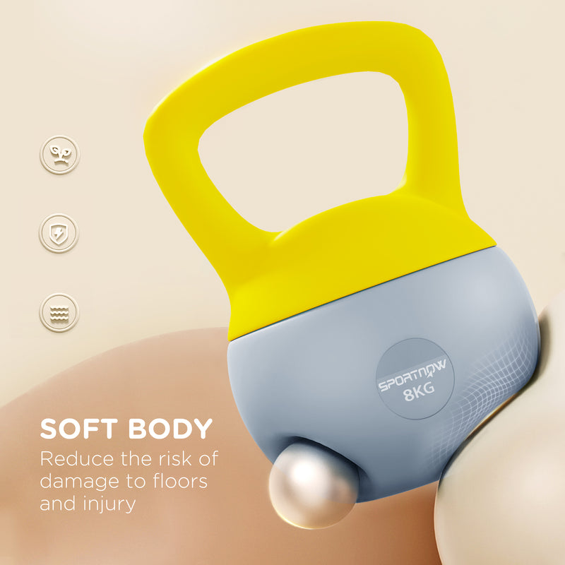 SPORTNOW Kettlebell w/ Soft Body and Non-Slip Handle, Yellow and Grey