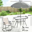 Outsunny 8 Piece Garden Dining Set With 6 Folding Chairs And Umbrella, Cream
