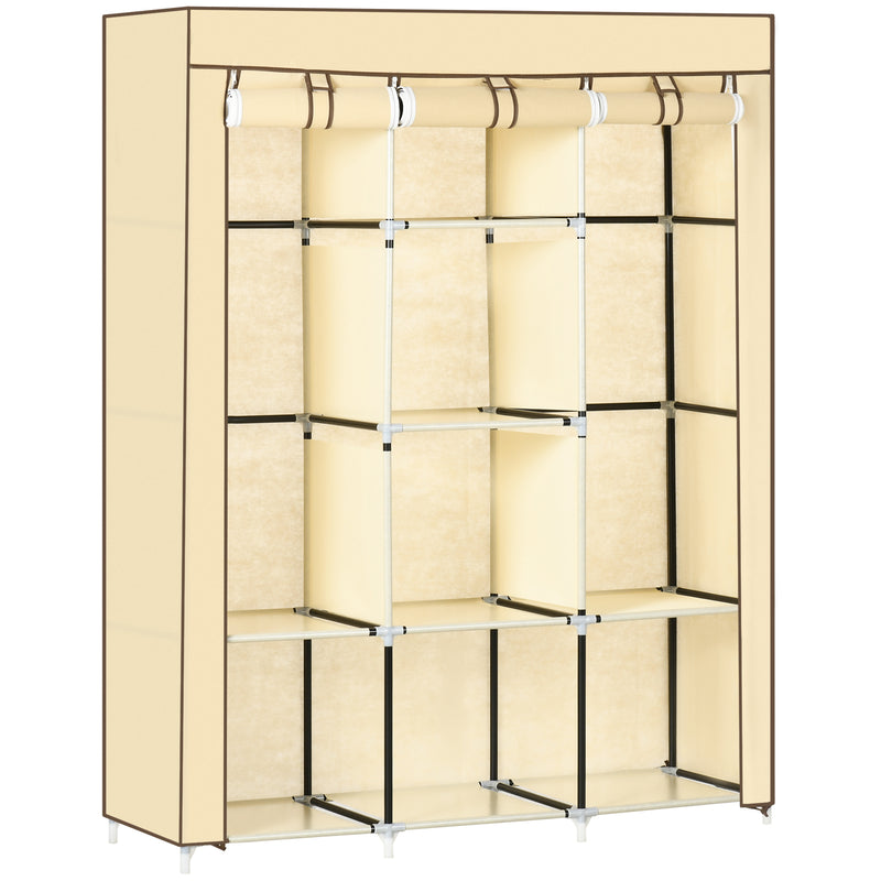 HOMCOM Fabric Portable Wardrobe with 8 Shelves 2 Hanging Rails