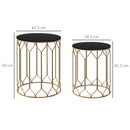 Outsunny Nesting Small Garden Table Set of 2 with Marble Effect Top