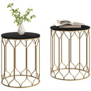 Outsunny Nesting Small Garden Table Set of 2 with Marble Effect Top