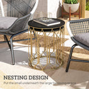 Outsunny Nesting Small Garden Table Set of 2 with Marble Effect Top