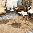 Outsunny Nesting Small Garden Table Set of 2 with Marble Effect Top