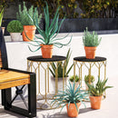 Outsunny Nesting Small Garden Table Set of 2 with Marble Effect Top