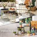 Outsunny Nesting Small Garden Table Set of 2 with Marble Effect Top
